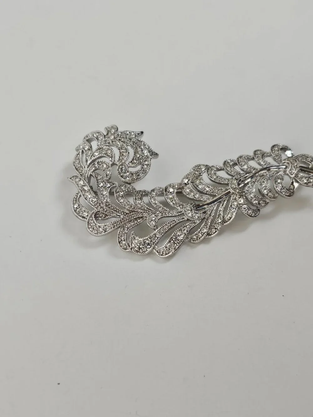 Kenneth Jay Lane KJL NR Crystal Rhinestone Pave Feather Plume Brooch Pin 3.25